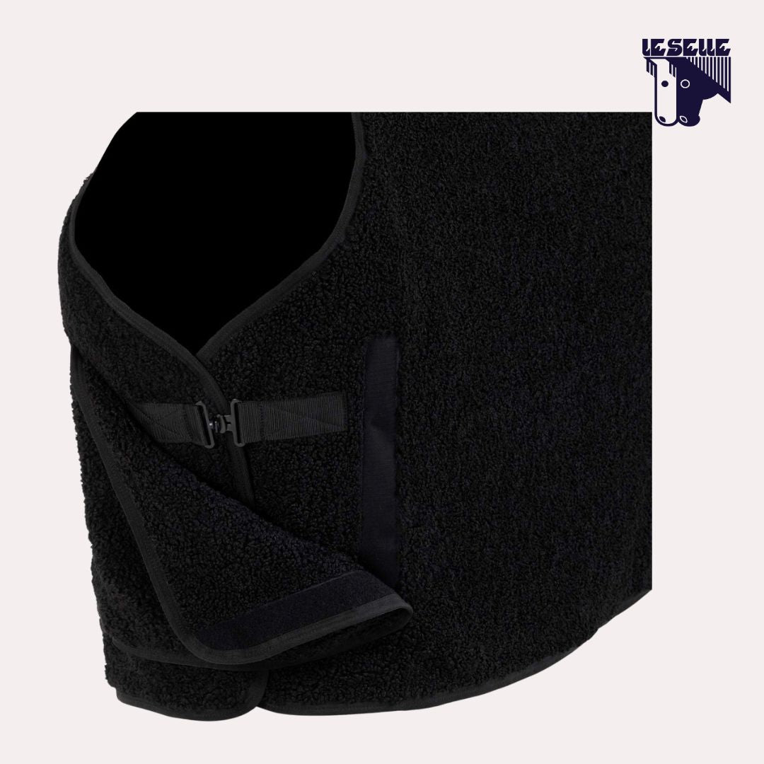 COPERTA DA BOX IN PILE TEDDY EQUESTRO - NERO