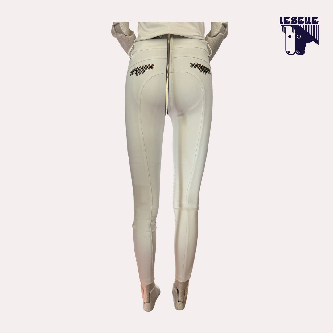 PANTALONE DA GARA GRIP AL GINOCCHIO ANIMO -BIANCO
