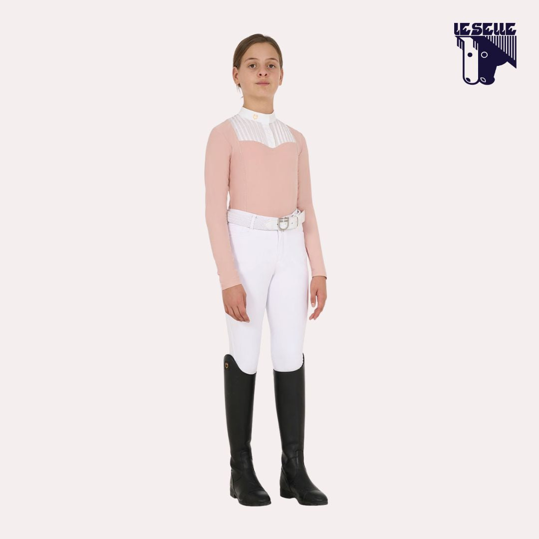 POLO BAMBINA SLIM FIT CONCORSO CON STRASS EQUESTRO - ROSA