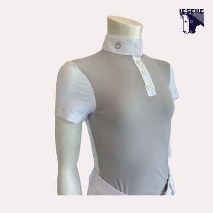 POLO PERFORATED JERSEY DA CONCORSO BIMBA CAVALLERIA TOSCANA - BIANCO/GRIGIO