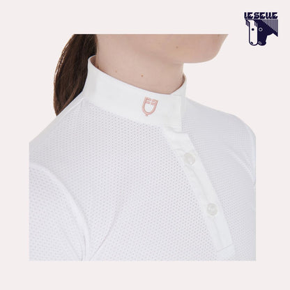 POLO CLARA DA CONCORSO BIMBA EQUESTRO - BIANCO LOGO ROSA