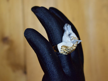 ANELLO BRONZO CAVALLO ARABO DIPINTO