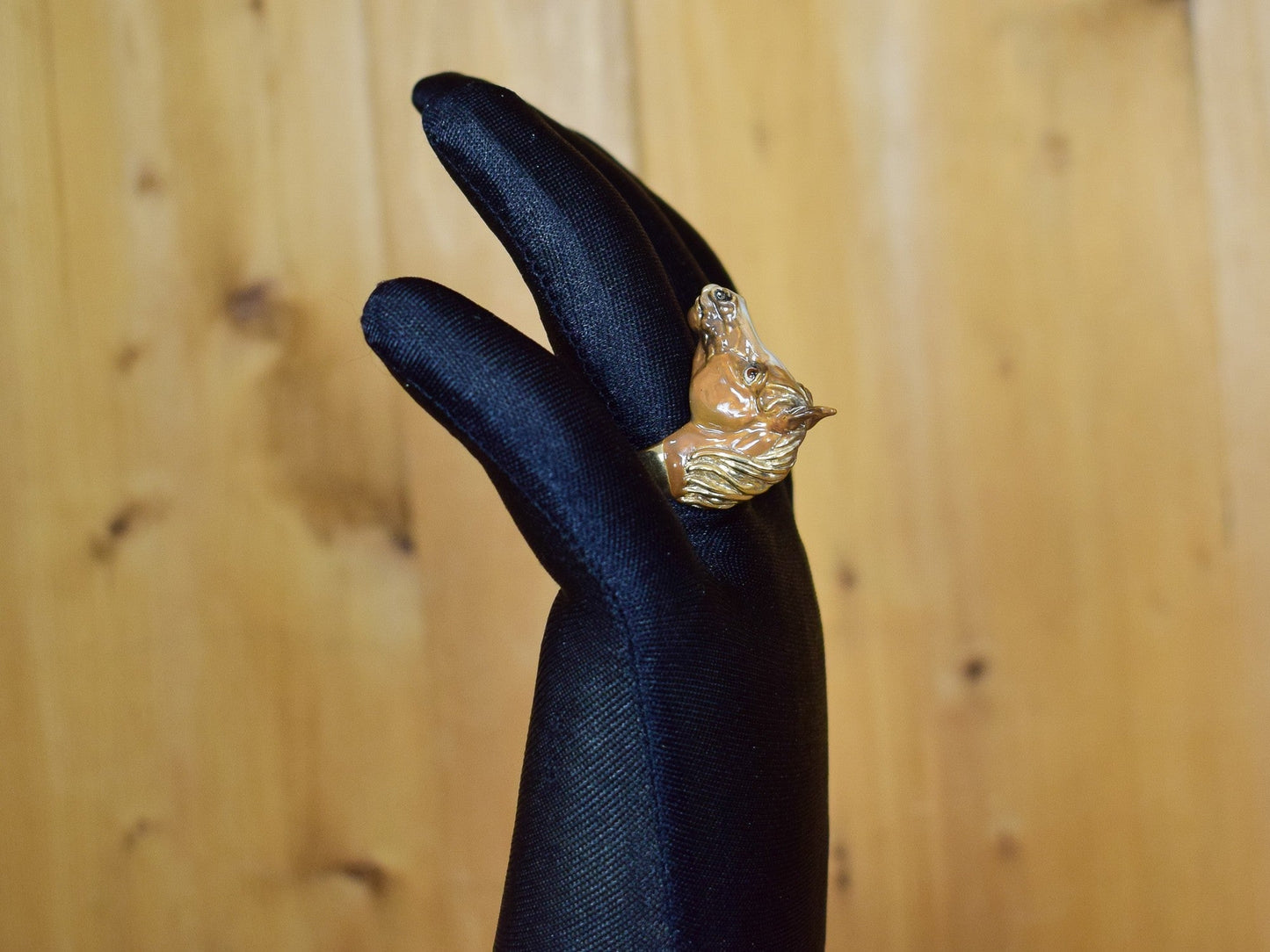 ANELLO BRONZO CAVALLO ARABO DIPINTO