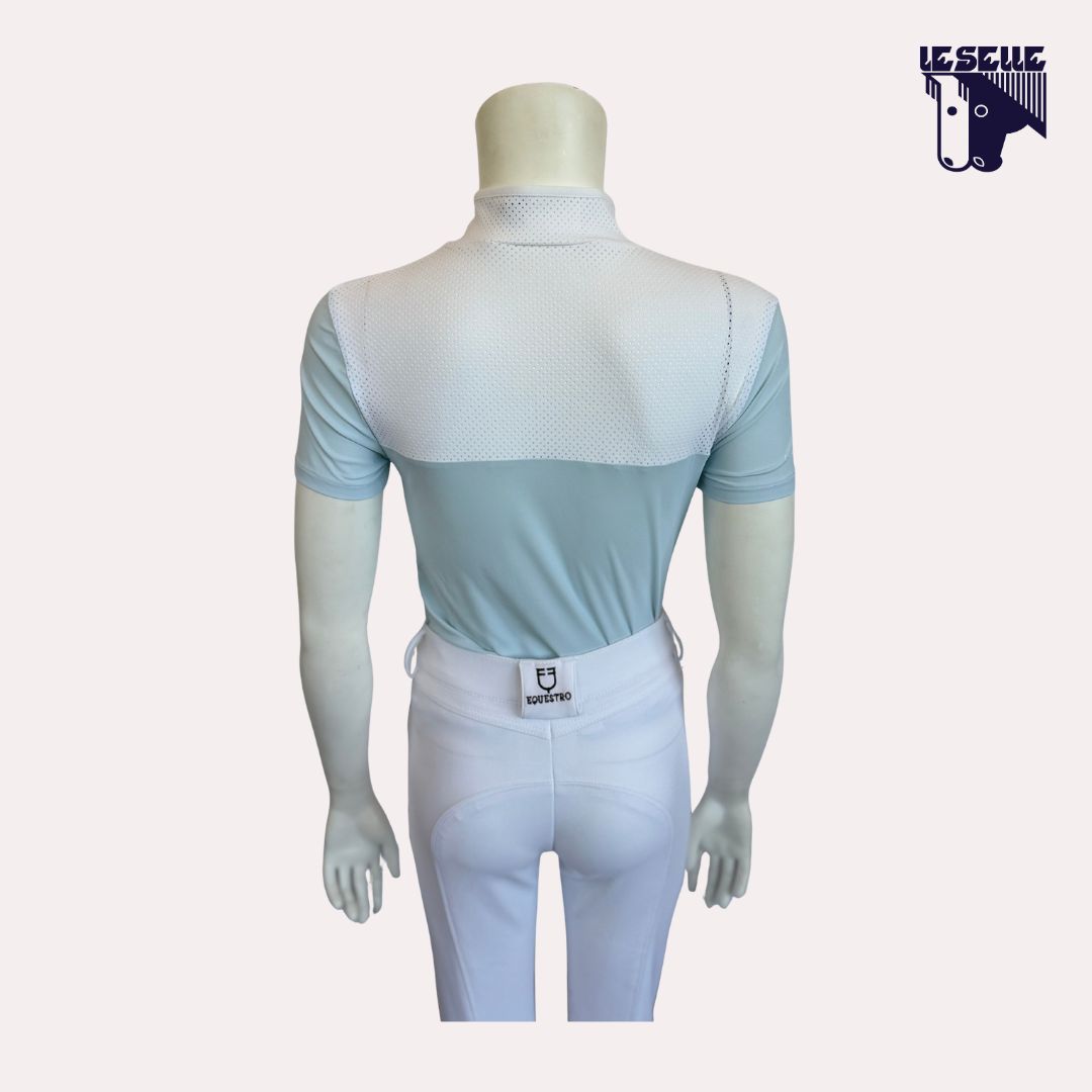 POLO PERFORATED OUTLINE AND COLLAR DA CONCORSO BIMBA CAVALLERIA TOSCANA - BIANCO/AZZURRO