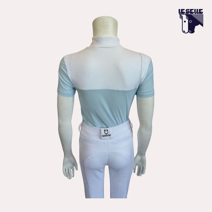 POLO PERFORATED OUTLINE AND COLLAR DA CONCORSO BIMBA CAVALLERIA TOSCANA - BIANCO/AZZURRO
