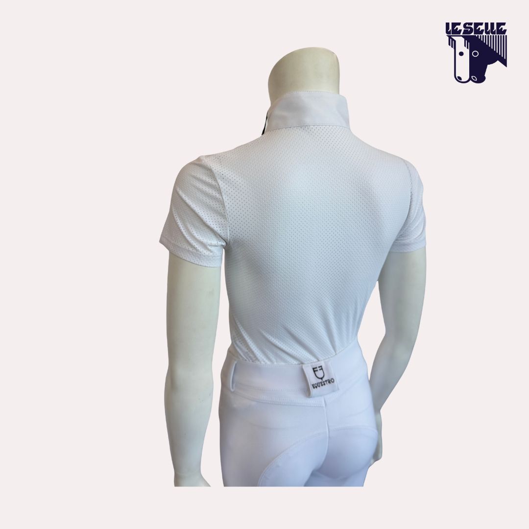 POLO PERFORATED JERSEY DA CONCORSO BIMBA CAVALLERIA TOSCANA - BIANCO