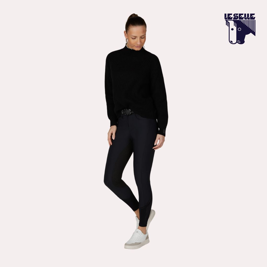 PANTALONE PIKEUR CEELINA GRIDTEXLEATHER - NERO