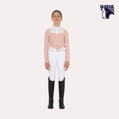 POLO BAMBINA SLIM FIT CONCORSO CON STRASS EQUESTRO - ROSA