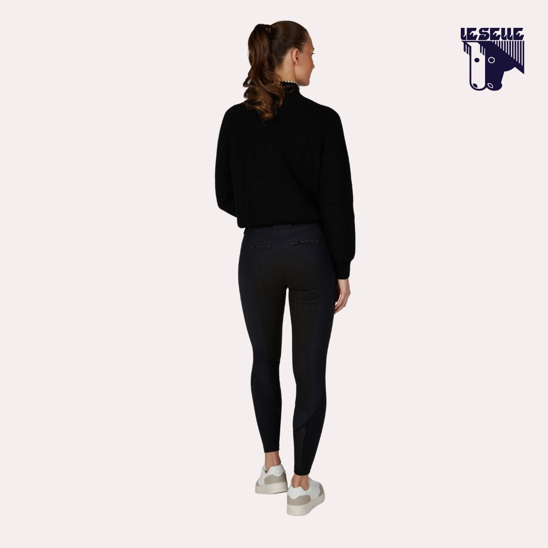 PANTALONE PIKEUR CEELINA GRIDTEXLEATHER - NERO