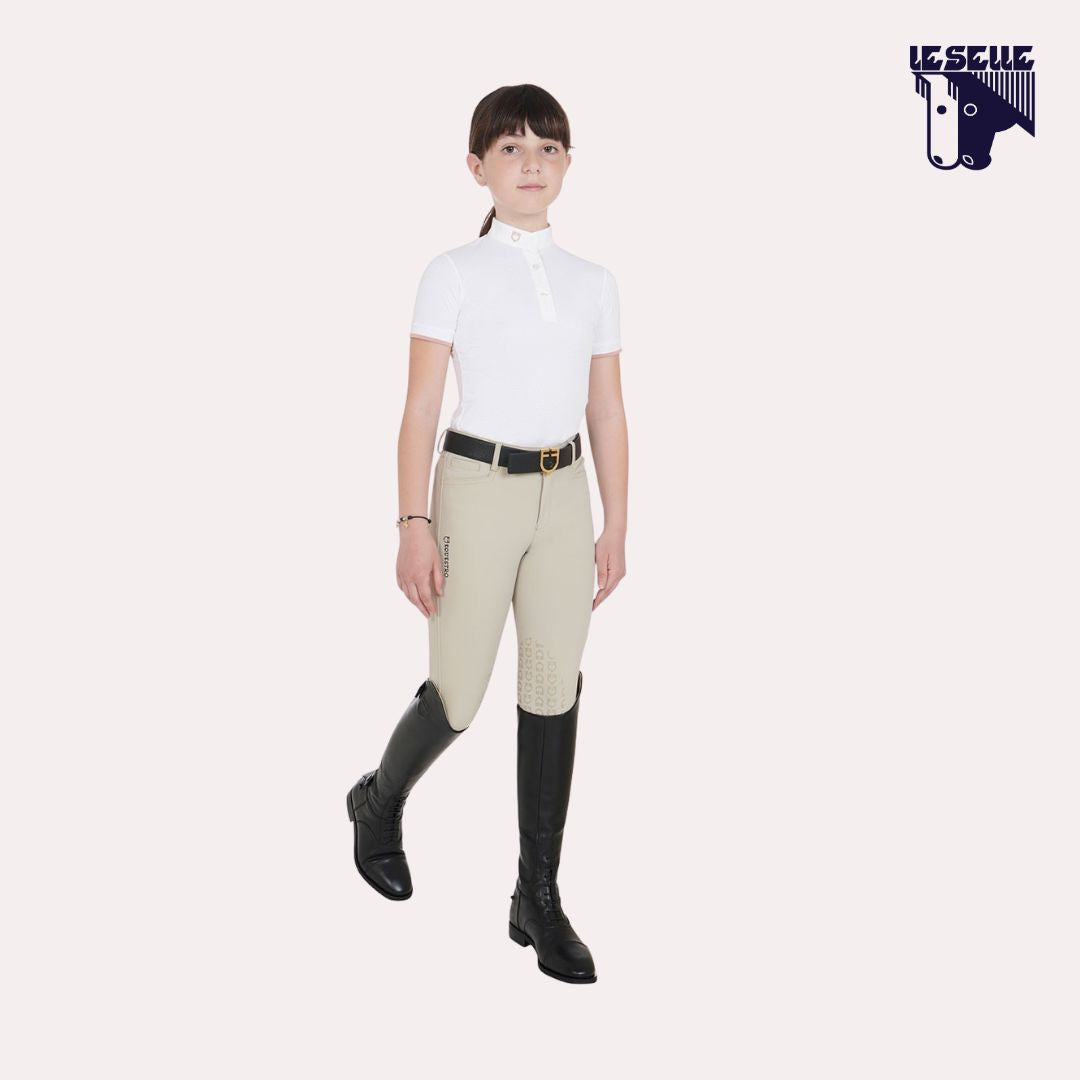 POLO CLARA DA CONCORSO BIMBA EQUESTRO - BIANCO LOGO ROSA