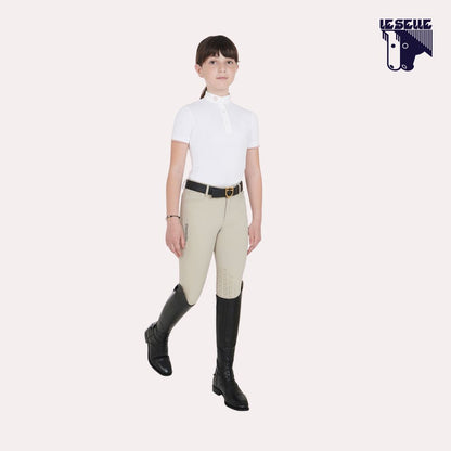 POLO CLARA DA CONCORSO BIMBA EQUESTRO - BIANCO LOGO ROSA