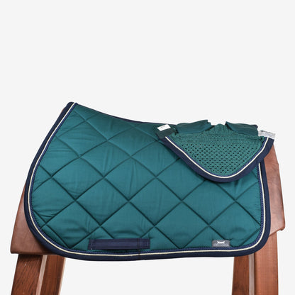 MARTA MORGAN GREEN AND BLUE SADDLE PAD AND HAT