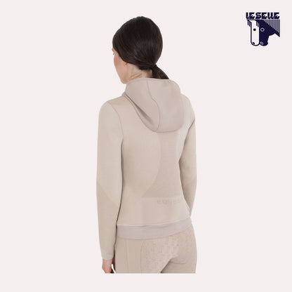 FELPA TECNICA CON CAPPUCCIO EQUESTRO - BEIGE
