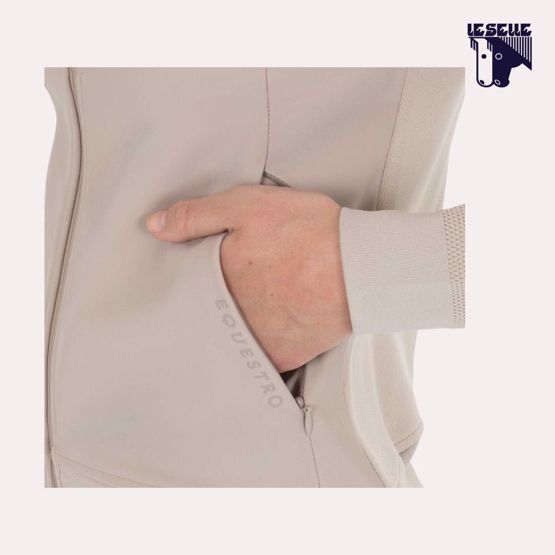 FELPA TECNICA CON CAPPUCCIO EQUESTRO - BEIGE