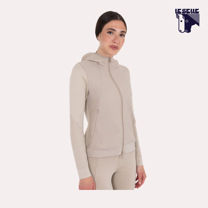 FELPA TECNICA CON CAPPUCCIO EQUESTRO - BEIGE