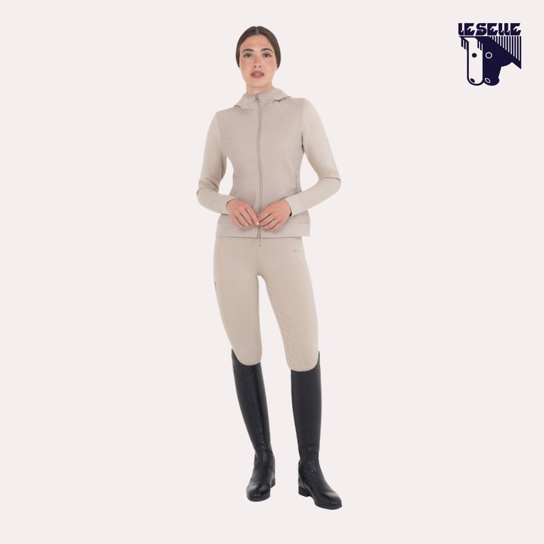 FELPA TECNICA CON CAPPUCCIO EQUESTRO - BEIGE