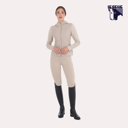 FELPA TECNICA CON CAPPUCCIO EQUESTRO - BEIGE
