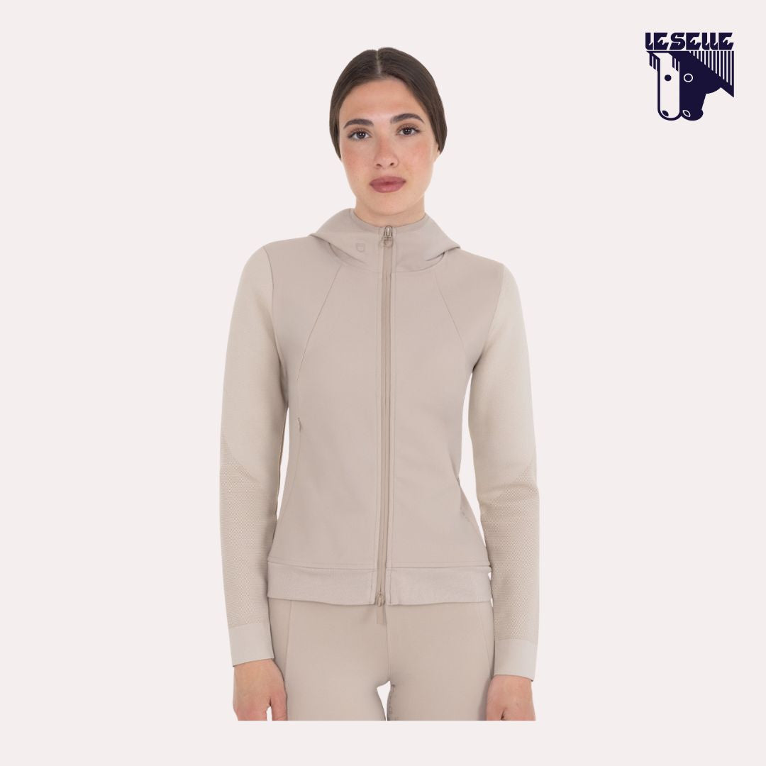 FELPA TECNICA CON CAPPUCCIO EQUESTRO - BEIGE