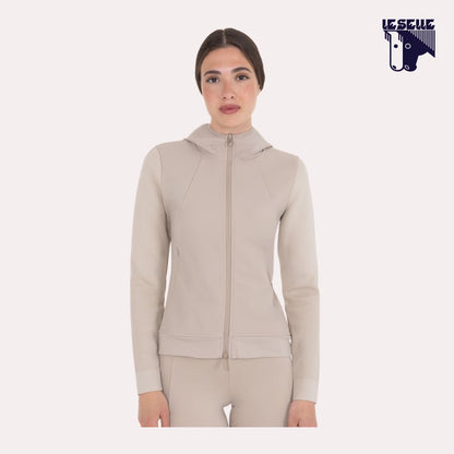 FELPA TECNICA CON CAPPUCCIO EQUESTRO - BEIGE