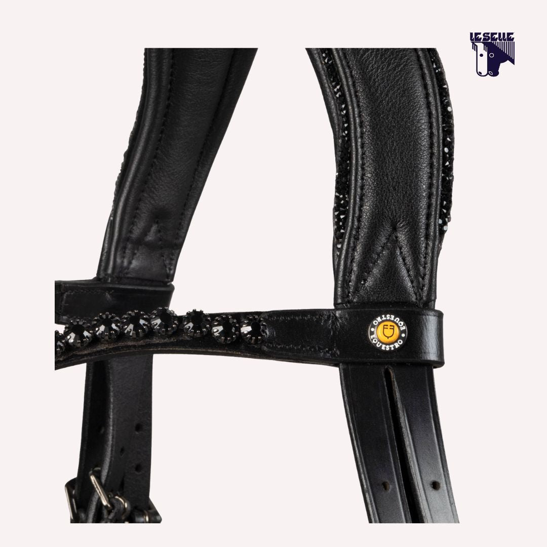 TESTIERA EQUESTRO ANATMICA CON STRASS - NERO