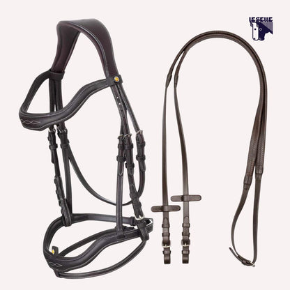 TESTIERA EQUESTRO ANATOMICA E RICAMI - MARRONE