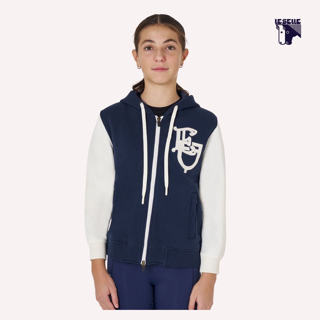 FELPA BIMBA EQUESTRO BICOLORE - BLU