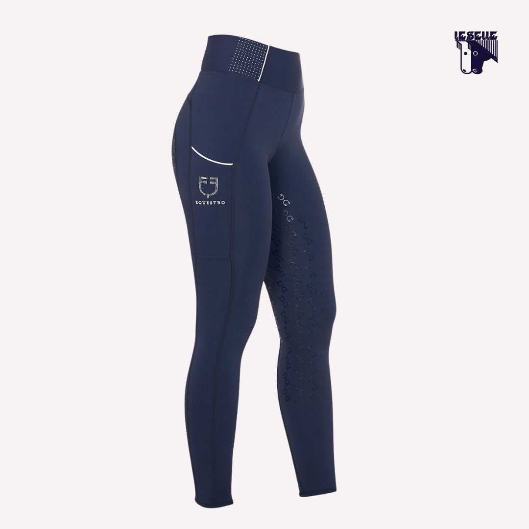 LEGGINGS EQUESTRO CON STRASS - BLU