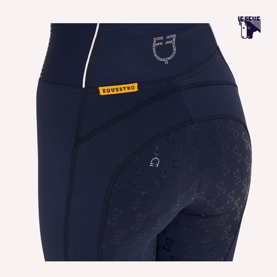 LEGGINGS EQUESTRO CON STRASS - BLU