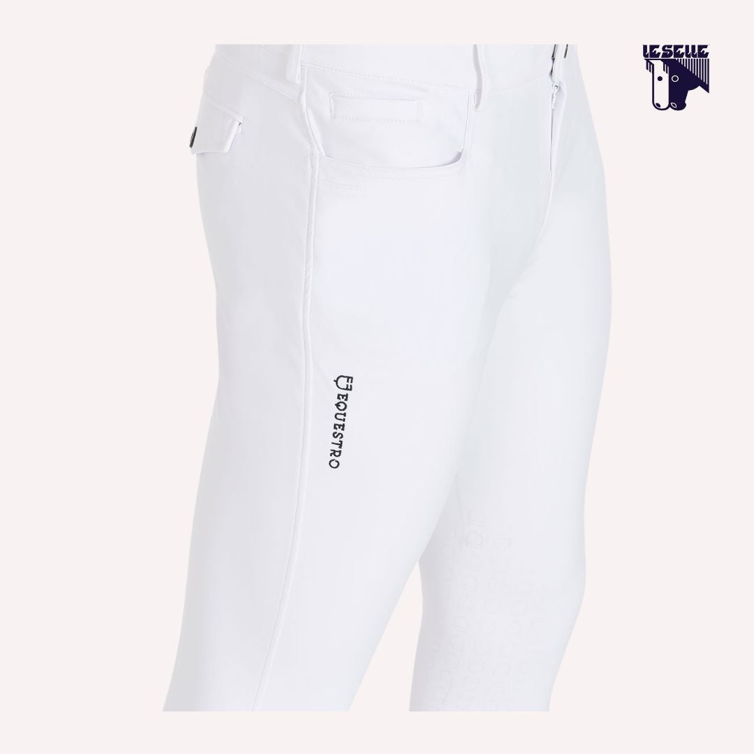 PANTALONI UOMO SLIM FIT CON GRIP AL GINOCCHIO EQUESTRO - BIANCO
