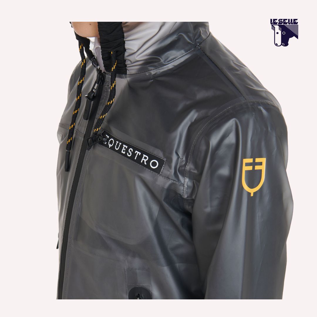 IMPERMEABILE BAMBINI UNISEX CON CAPPUCCIO E ZIP ANTIVENTO EQUESTRO - GRIGIO