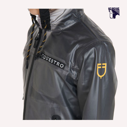 IMPERMEABILE BAMBINI UNISEX CON CAPPUCCIO E ZIP ANTIVENTO EQUESTRO - GRIGIO