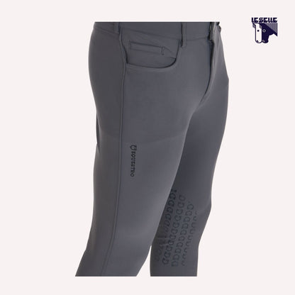 PANTALONI UOMO SLIM FIT CON GRIP AL GINOCCHIO EQUESTRO - GRIGIO