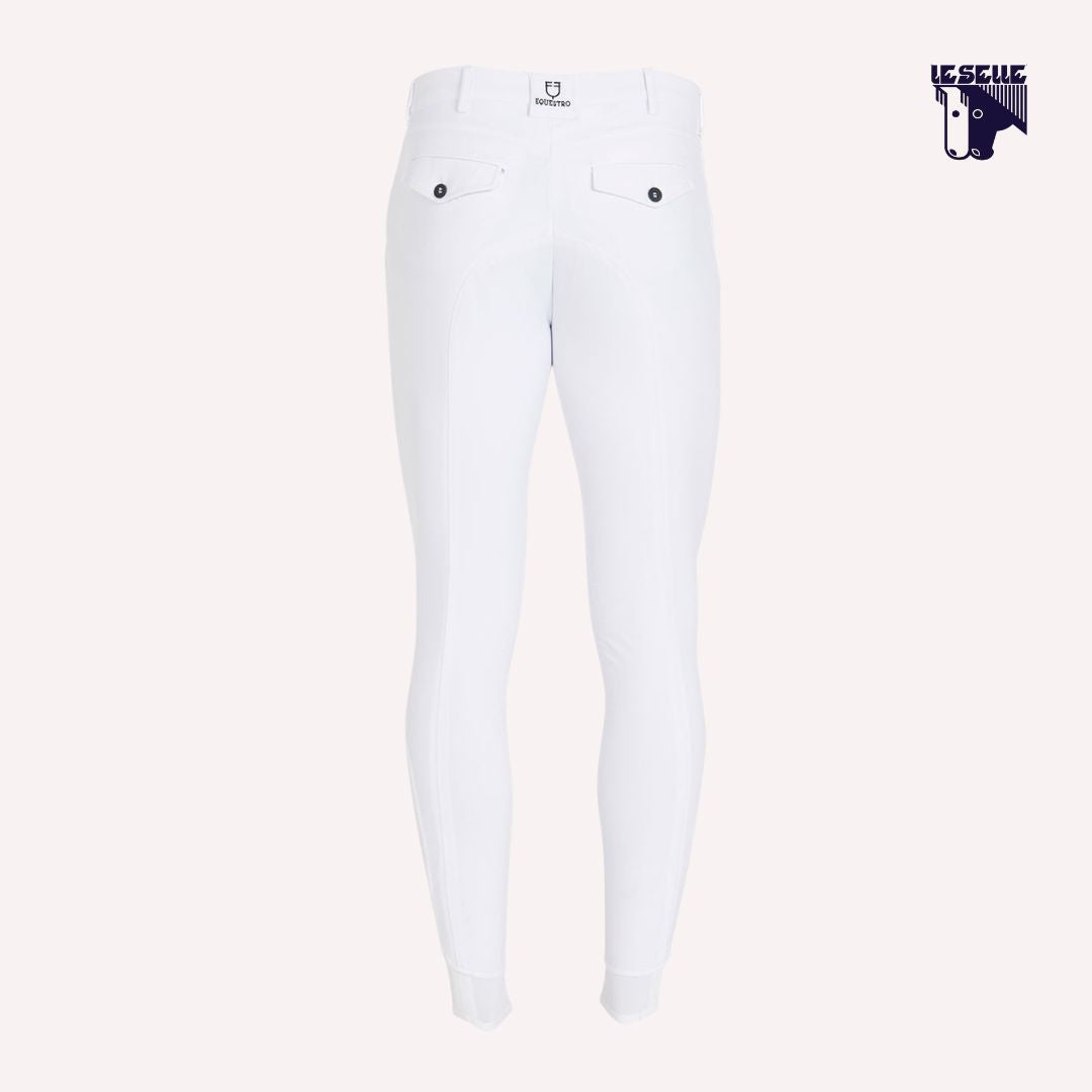PANTALONI UOMO SLIM FIT CON GRIP AL GINOCCHIO EQUESTRO - BIANCO