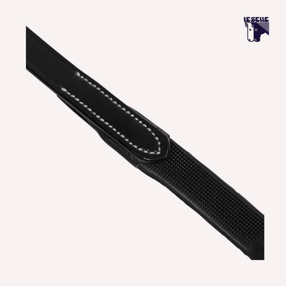 REDINI IN PELLE CON IMPUGNATURA SOLIDA E FERMI EQUESTRO - NERO