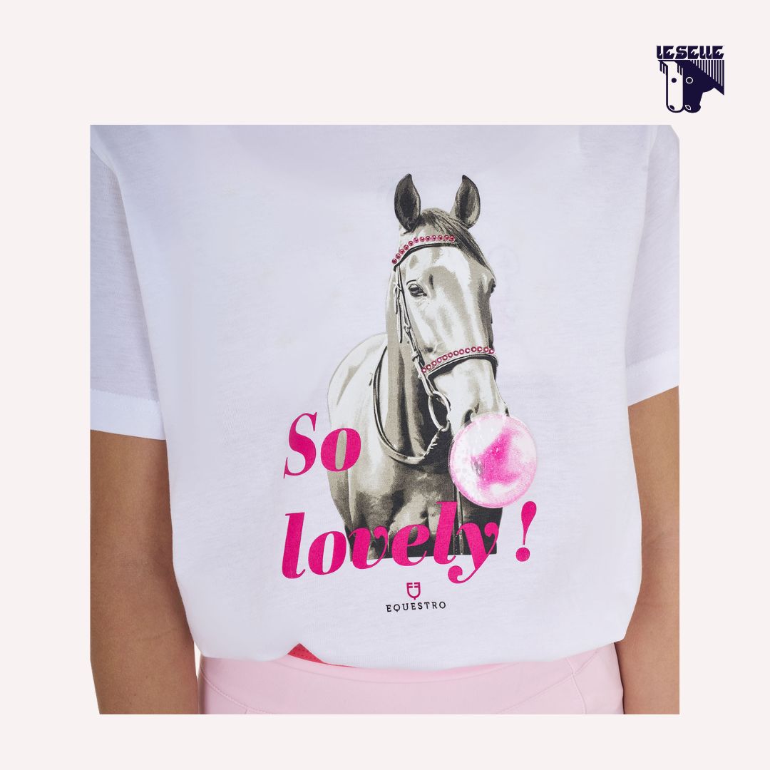 T-SHIRT BAMBINA SO LOVELY EQUESTRO - BIANCO
