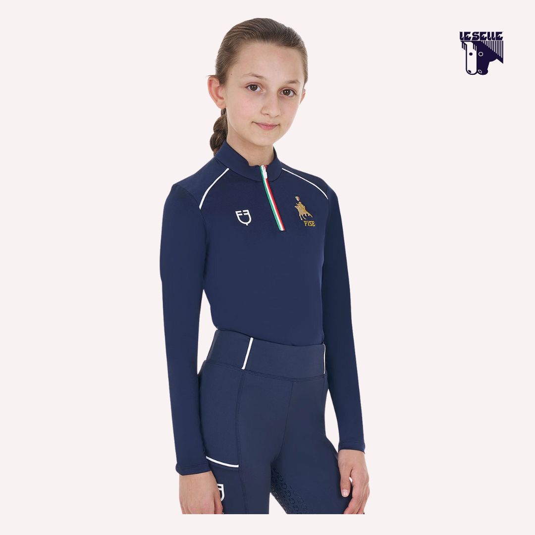 TRAINING TOP EQUESTRO X FISE MANICA LUNGA - BLU