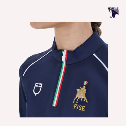 TRAINING TOP EQUESTRO X FISE MANICA LUNGA - BLU