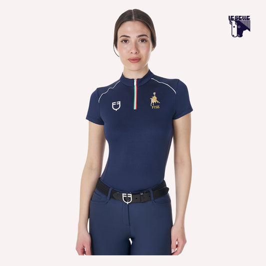 TRAINING TOP EQUESTRO X FISE MC - BLU NAVY