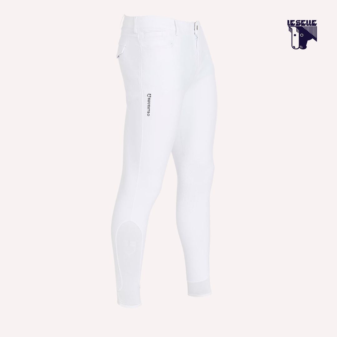 PANTALONI UOMO SLIM FIT CON GRIP AL GINOCCHIO EQUESTRO - BIANCO