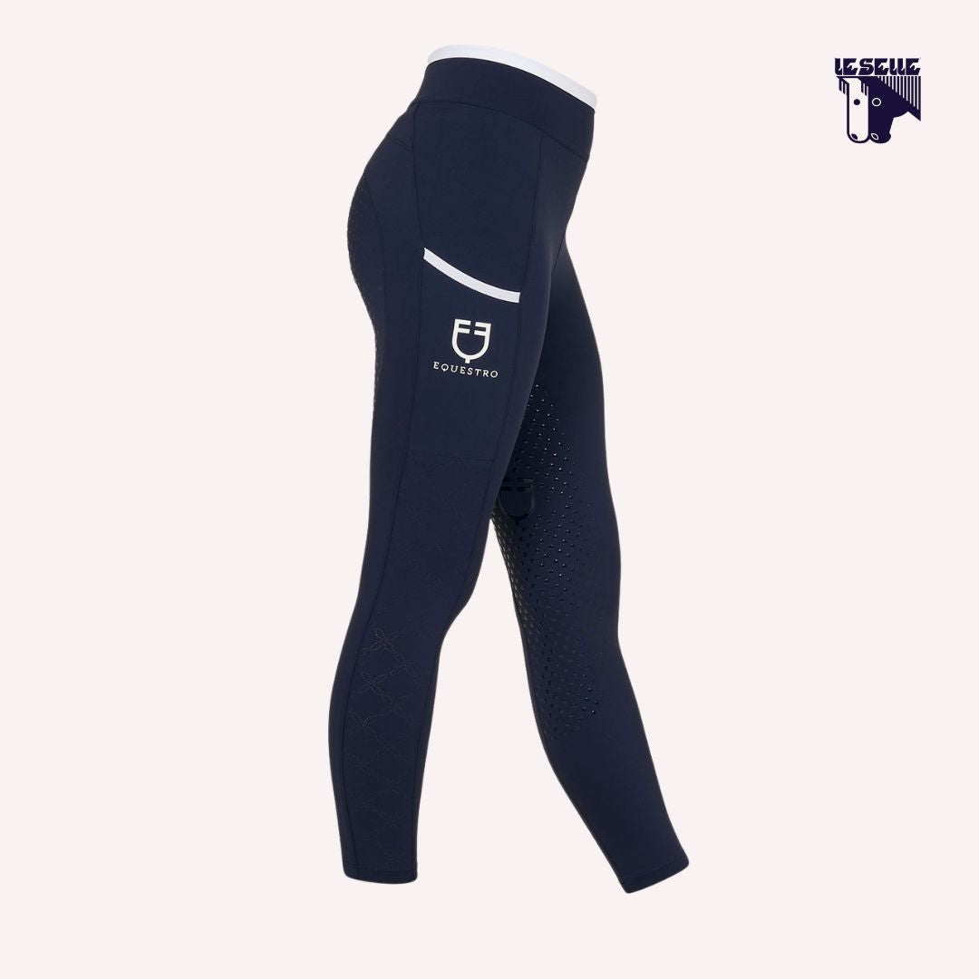 LEGGINGS BAMBINA CON DECORAZIONI FLOREALI EQUESTRO - BLU
