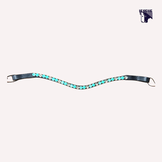FRONTALINO SILVERLINE TACK - VERDE ACQUA