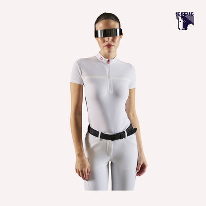 POLO CONCORSO TESSUTO TRAFORATO EQUESTRO RIDERTECHNOLOGY - BIANCO