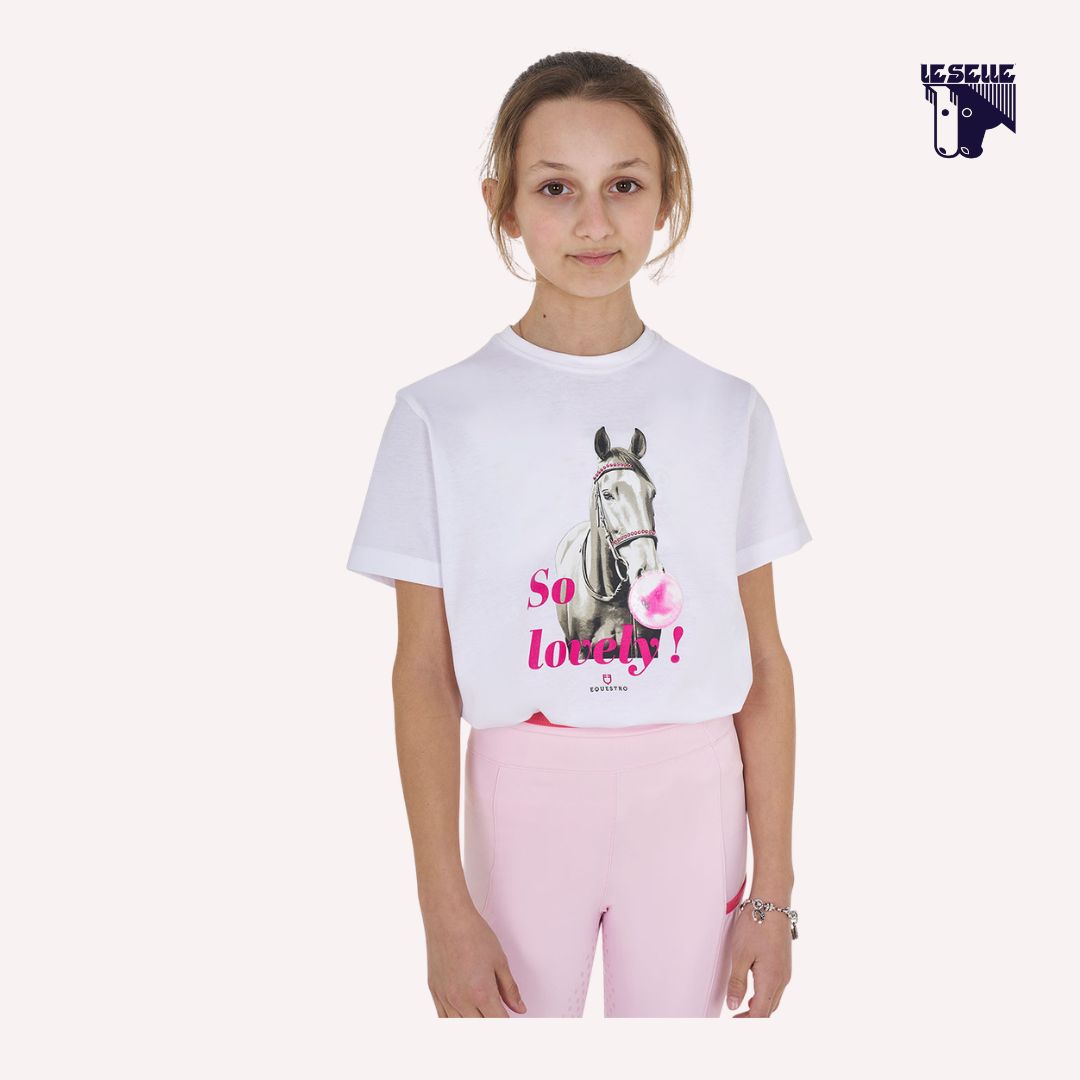 T-SHIRT BAMBINA SO LOVELY EQUESTRO - BIANCO