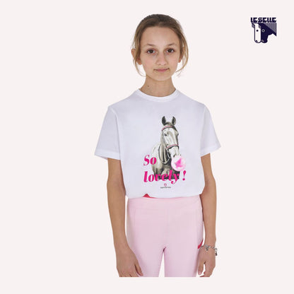 T-SHIRT BAMBINA SO LOVELY EQUESTRO - BIANCO