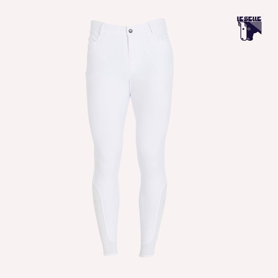 PANTALONI UOMO SLIM FIT CON GRIP AL GINOCCHIO EQUESTRO - BIANCO
