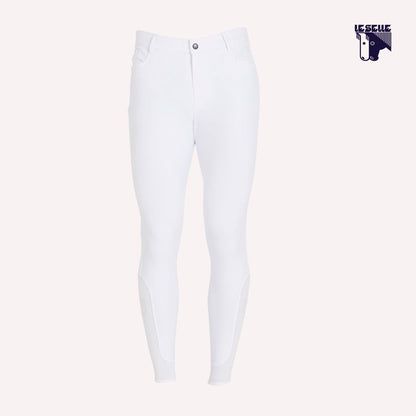 PANTALONI UOMO SLIM FIT CON GRIP AL GINOCCHIO EQUESTRO - BIANCO