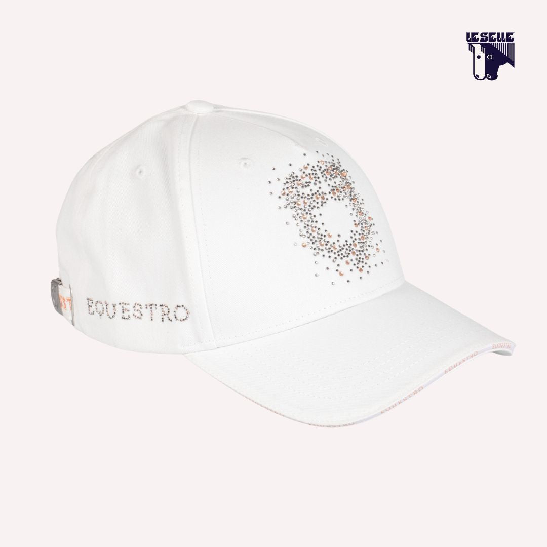 CAPPELLO BASEBALL CON LOGO IN STRASS EQUESTRO - BIANCO