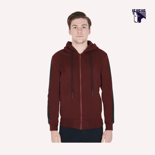 FELPA CON CAPPUCCIO E ZIP FRONTALE EQUESTRO - BORDEAUX