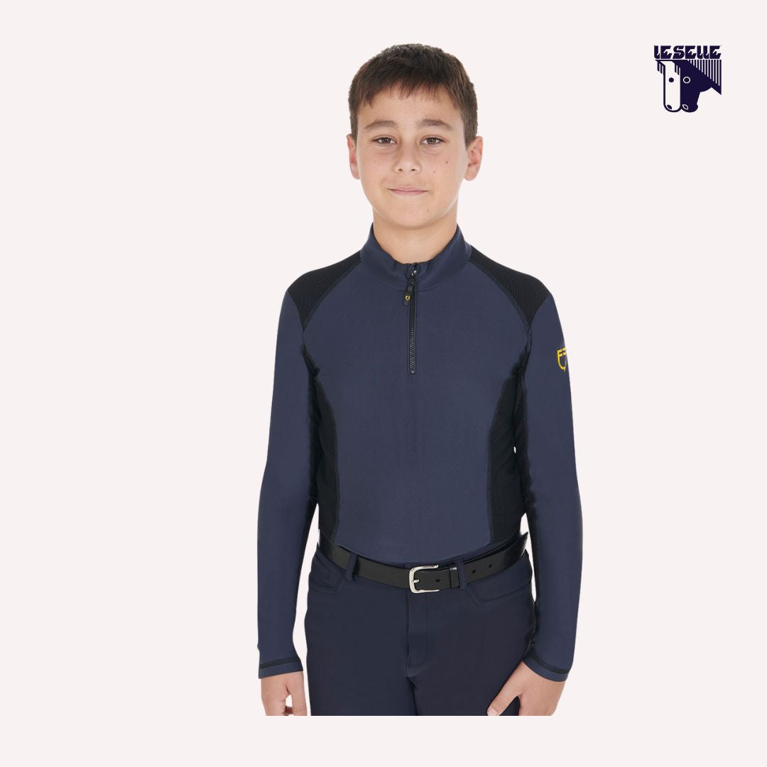 POLO TECNICA BAMBINO DA ALLENAMENTO EQUESTRO - BLU
