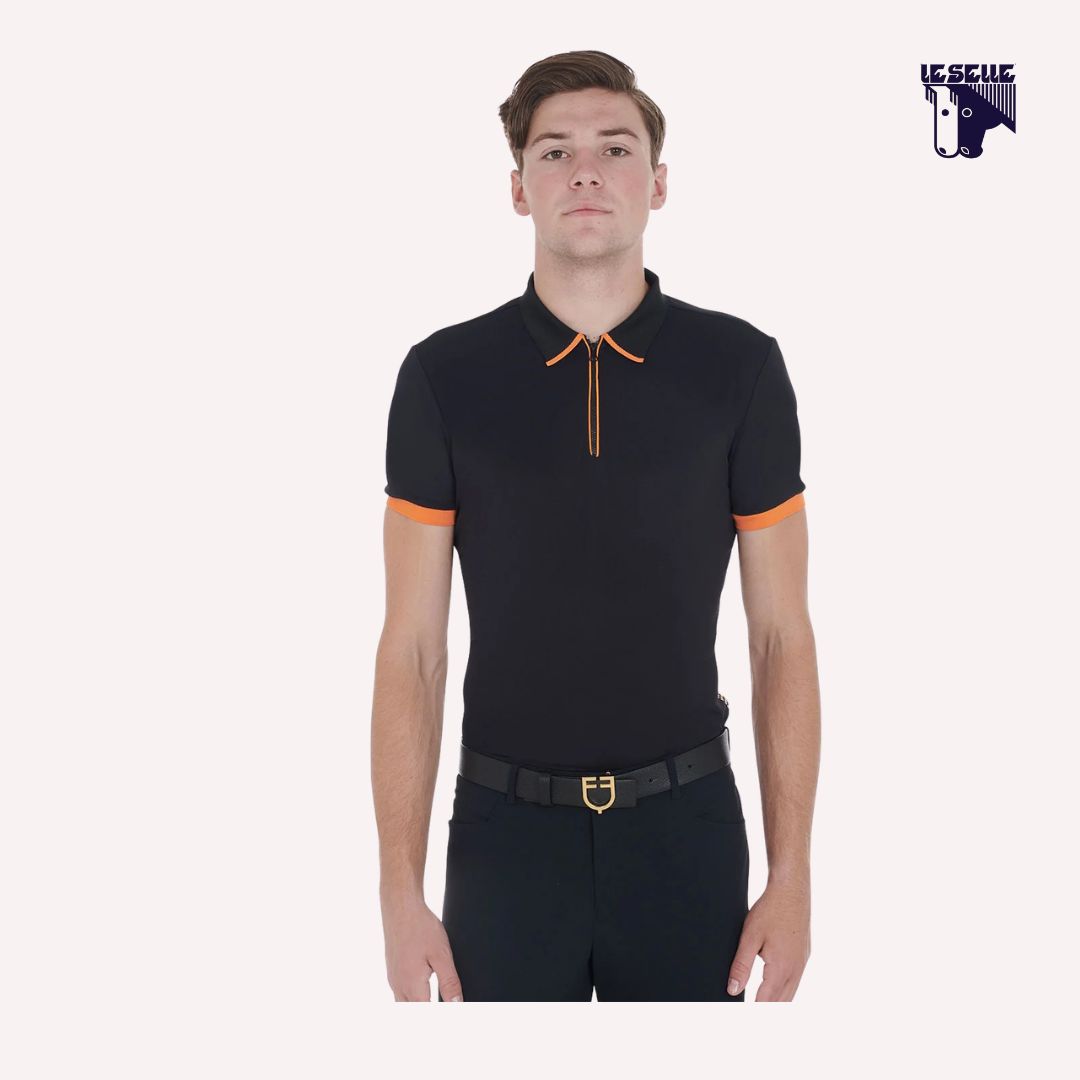 POLO UOMO SLIM FIT EQUESTRO - NERO
